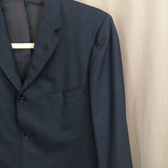 Vintage 70s Mens Blazer Stuart Gray Navy Union Tag 3 Button 42S Sport Coat - Picture 6 of 8